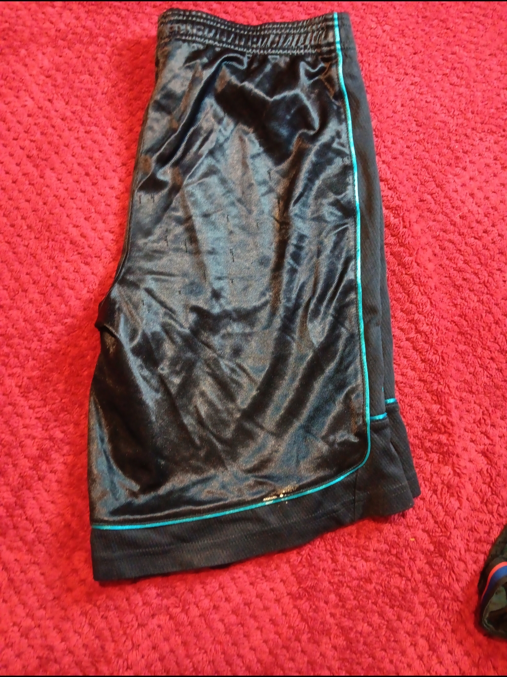 AND1 Black Athletic Shorts with Teal Piping - Picture 2 of 4